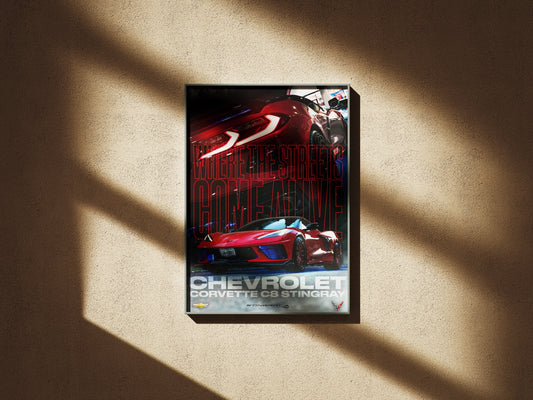 Chevy Corvette C8 Stingray A2 Framed