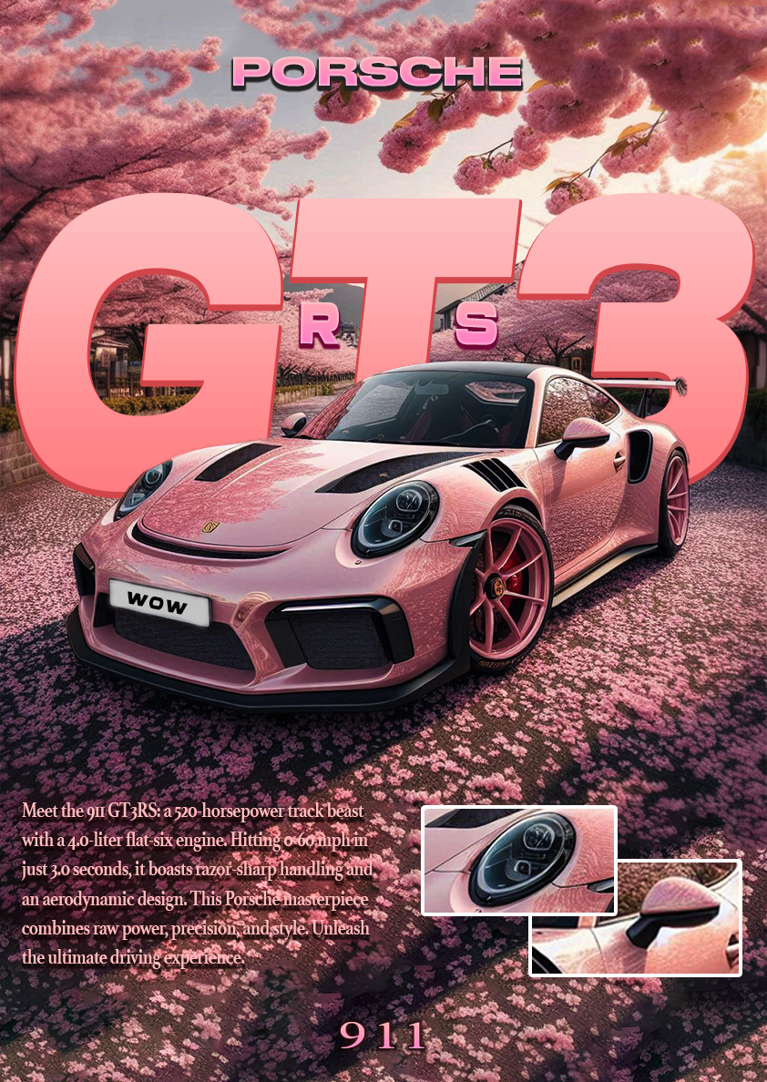 Porsche 911 GT3 RS (Sakura Edition) Poster